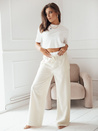 Spodnie damskie wide leg THAMI ecru Dstreet UY1848