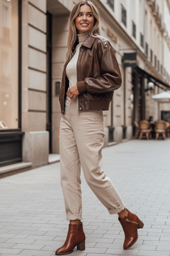 Botki damskie na obcasie kamelowe Dstreet ZY1317