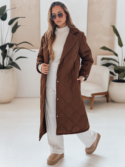 Płaszcz damski pikowany długi TRENDIFY brązowy Dstreet TY4939
