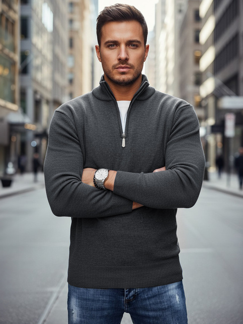 Sweter męski jasnoszary Dstreet WX2339