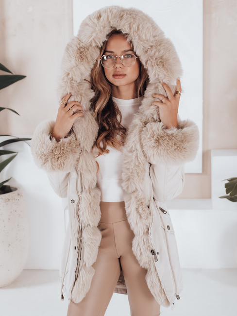 Kurtka damska zimowa parka z futerkiem CHARMFUR biała Dstreet TY5225