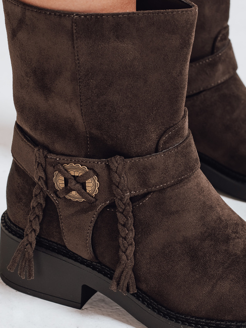 Botki damskie zamszowe brązowe Dstreet ZY1098