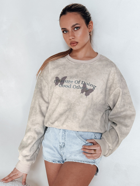 Bluza damska oversize tie-dye w motyle SPARKI szara Dstreet BY1406
