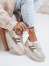 Sneakersy damskie ocieplane na platformie beżowe Dstreet ZY1080