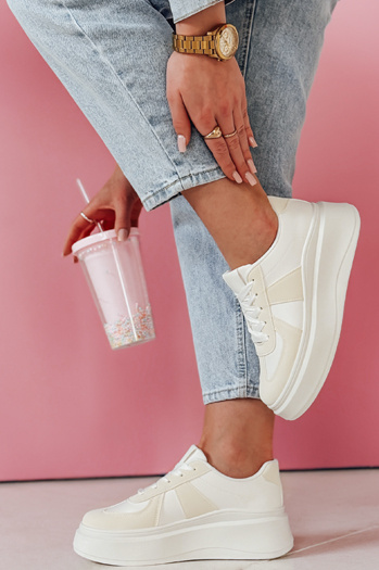 Sneakersy damskie na platformie MODNIKKI białe Dstreet ZY0875