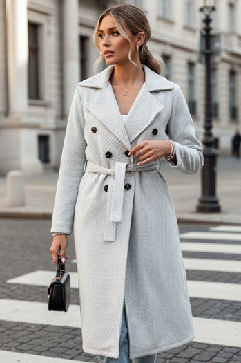 Płaszcz damski oversize CASHMELY długi wiązny szary Dstreet NY0713