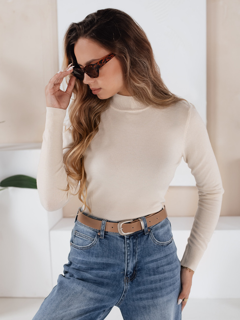 Damski sweter półgolf TARLENA ecru Dstreet MY2482