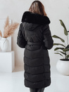 Kurtka zimowa damska długa pikowana z futerkiem czarna Dstreet TY5085