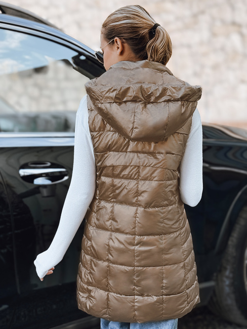 Kamizelka damska pikowana z kapturem złota Dstreet TY5258