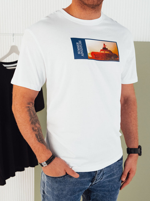 Koszulka męska z nadrukiem biała Dstreet RX5484