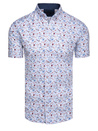 Koszula męska we wzory slim z krótkim rękawem biała Dstreet KX1069