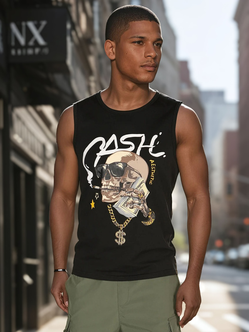 Koszulka męska bez rękawów czarna Dstreet RX5653