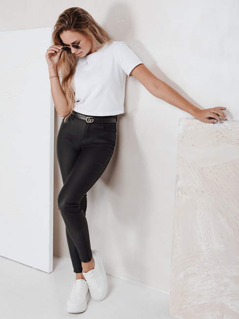 Spodnie damskie woskowane czarne Dstreet UY2767