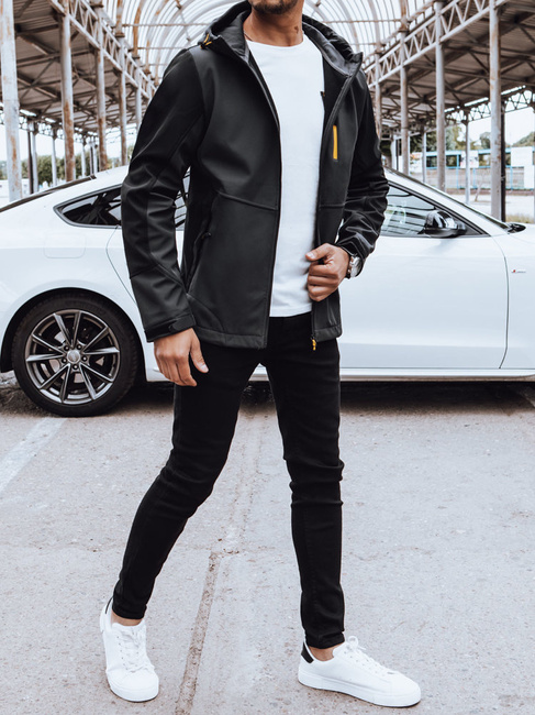 Softshellowa kurtka męska z kapturem szara Dstreet TX4465