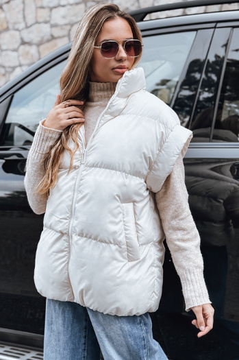 Kamizelka damska pikowana NIMIA ecru Dstreet TY3250
