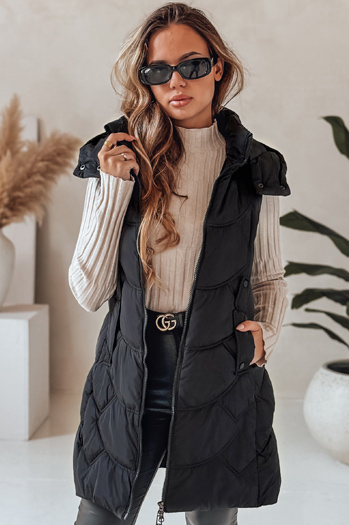 Kamizelka damska ocieplana pikowana czarna Dstreet TY5101