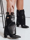 Botki damskie na słupku z szeroką cholewką czarne Dstreet ZY1116