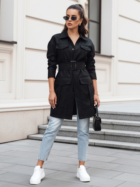 Płaszcz damski przejściowy wiązany VERMONT czarny Dstreet NY0582