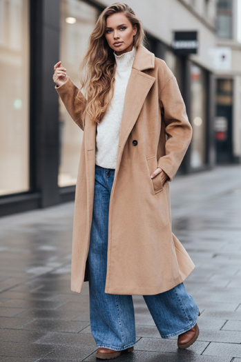 Płaszcz damski przejściowy oversize brązowy Dstreet NY0767z