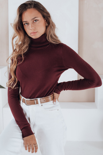  Damski sweter z golfem VANORIA bordow Dstreet MY2490