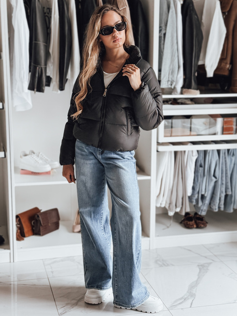 Kurtka damska krótka GLAMVO puchowa z kapturem czarna Dstreet TY4950