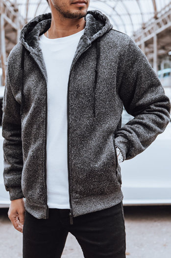 Rozpinana bluza męska ocieplana ciemnoszara Dstreet BX5598