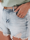 Spodenki damskie jeansowe z cyrkoniami LIKE A STAR niebieskie Dstreet SY0472