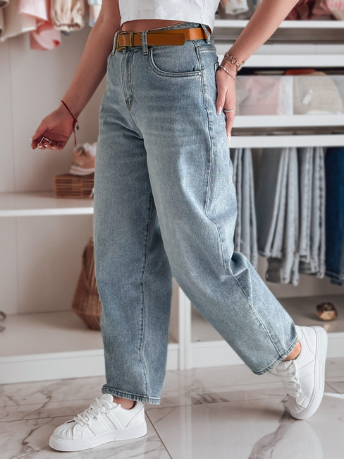 Spodnie damskie jeansowe baggy z paskiem NEWFLOVER niebieskie Dstreet UY2458