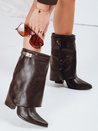 Botki damskie z szeroką cholewką brązowe Dstreet ZY1108