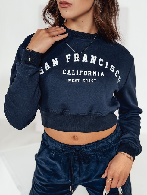 Bluza damska crop top SAN FRANCISCO z nadrukiem granatowa Dstreet BY1344