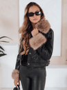 Kurtka skórzana damska ramoneska z futerkiem czarna Dstreet TY5206