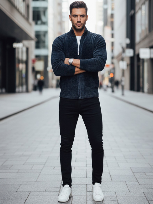 Sweter męski rozpinany granatowy Dstreet WX2227