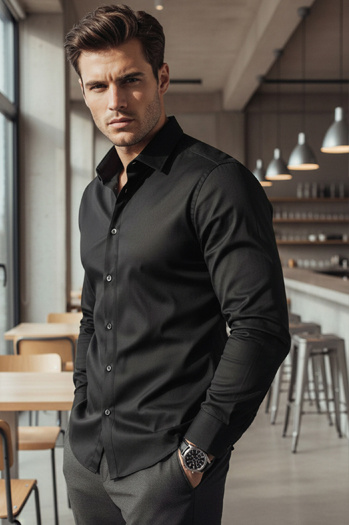 Koszula męska SLIM FIT elegancka gładka czarna Dstreet DX2599