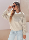 Bluza damska oversize z nadrukiem HAPIRES cappuccino Dstreet BY1483