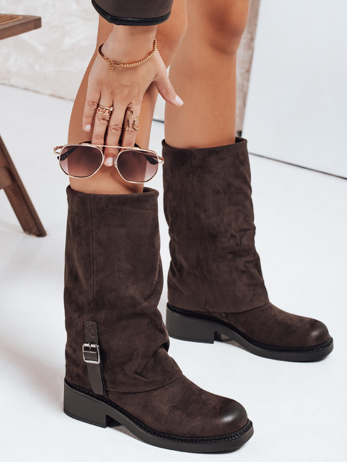 Kozaki damskie zamszowe brązowe Dstreet ZY1184