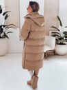 Kurtka damska zimowa WINTERMISS długa pikowana z kapturem ciemnobeżowa Dstreet TY4966