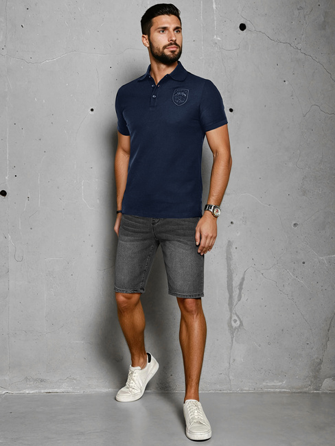 Koszulka męska polo z naszywką niebieska Dstreet PX0625