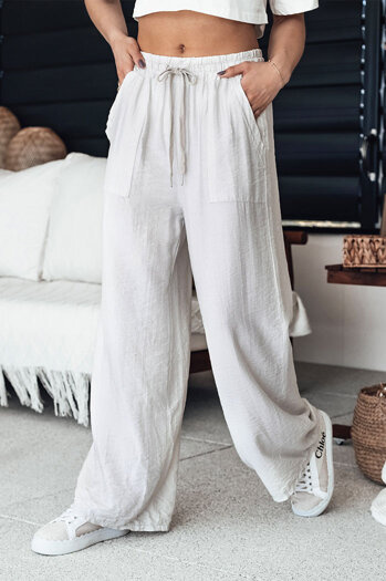 Spodnie damskie wide leg NAMAYAS jasnobeżowe Dstreet UY2105