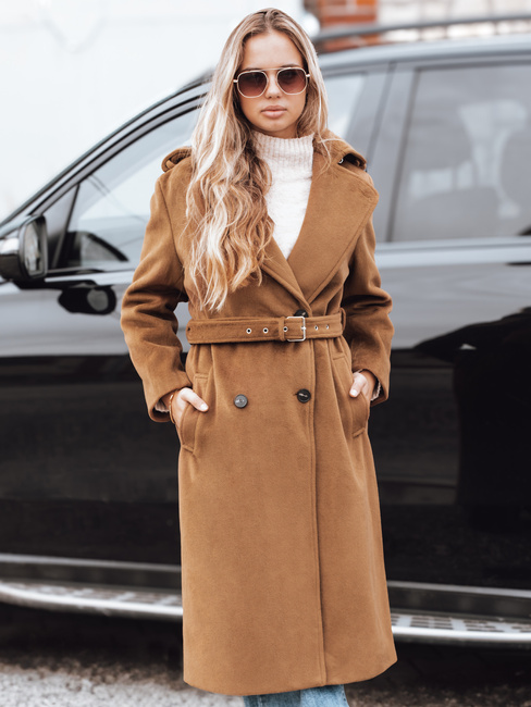 Płaszcz zimowy damski klasyczny trench brązowy Dstreet NY0761