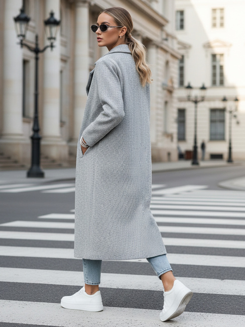Płaszcz damski oversize MANTOVA długi jasnoszary Dstreet NY0740