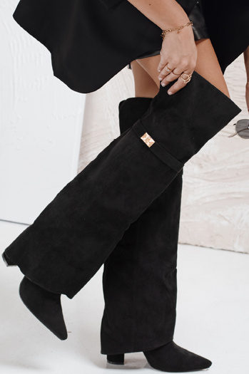 Kozaki damskie zamszowe czarne Dstreet ZY1150