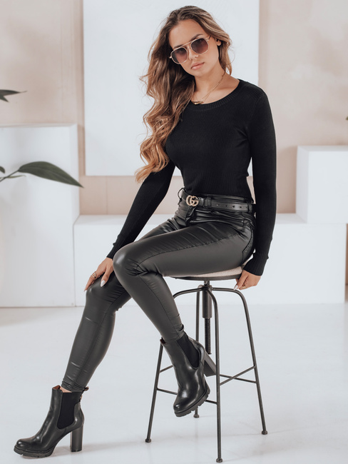 Damski sweter prążkowany NOLVIE czarny Dstreet MY2492