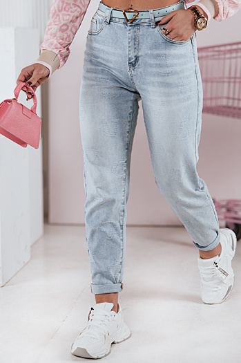 Spodnie damskie jeansowe mom fit z paskiem LOVENOVA Dstreet UY2360
