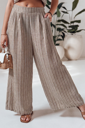 Spodnie damskie wide leg w paski MODERESS brązowe Dstreet UY2695