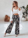 Spodnie damskie wide leg w paski ZEBRAVIBE beżowo-czarne Dstreet UY2653