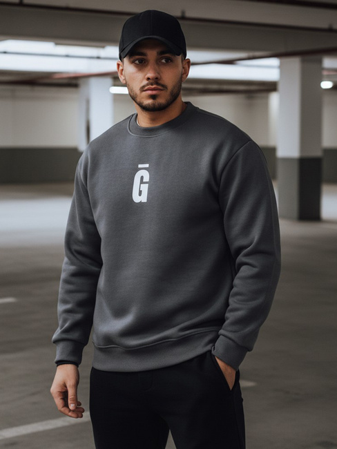 Bluza męska z nadrukiem grafitowa Dstreet BX5921