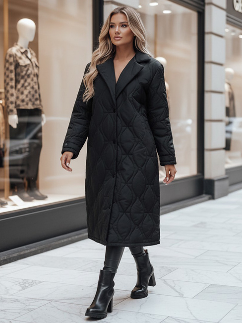 Płaszcz damski pikowany długi TRENDIFY czarny Dstreet TY4378z