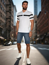 Koszulka męska polo z paskami biała Dstreet PX0628