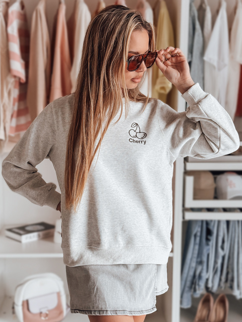 Bluza damska oversize z haftem CHERSOFT szara Dstreet BY1402
