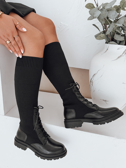 Kozaki damskie skarpetkowe czarne Dstreet ZY1014